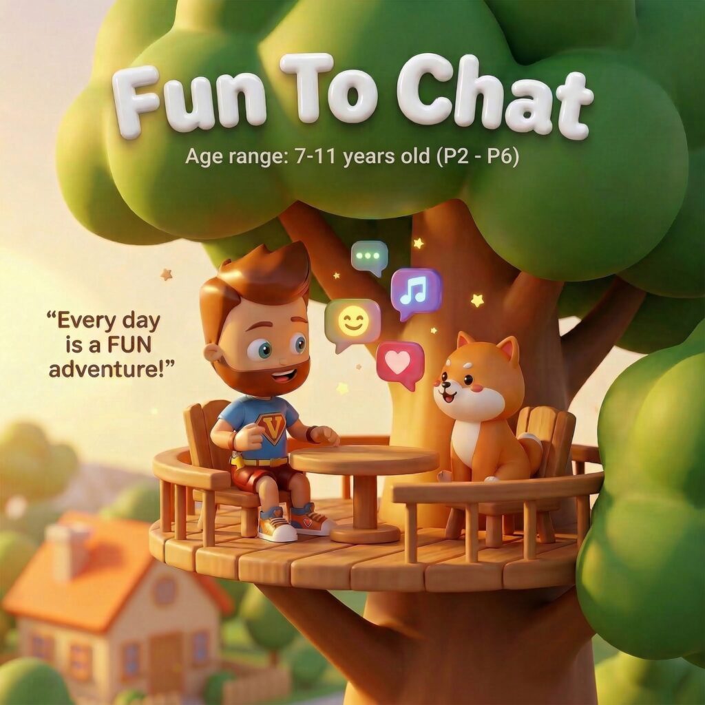 Children practising spoken English through fun activities at Fun To Learn English Learning Centre Hong Kong. Fun To Chat course helps kids build confidence in English speaking, listening, and everyday communication.