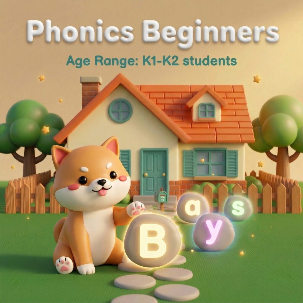 Children starting to learn English phonics at Fun To Learn English Learning Centre Hong Kong. Phonics Beginners course introduces letter sounds, phonemic awareness, and early reading skills for young learners.
